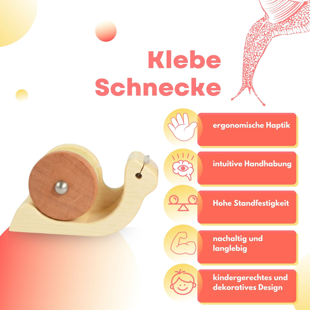 Klebefilmabroller aus Ahorn und Birne - 'Tape it' Schnecke