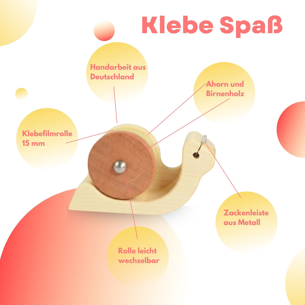 Klebefilmabroller aus Ahorn und Birne - 'Tape it' Schnecke