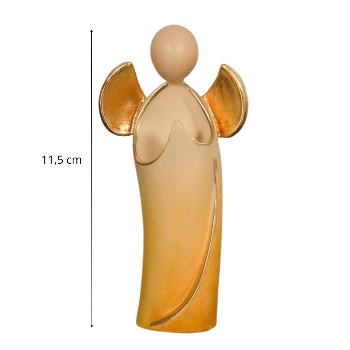 Engel 'Aurelio' | Ahorn | betend | coloriert Gold | 11,5 cm