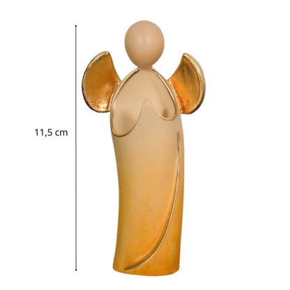 Engel 'Aurelio' | Ahorn | betend | coloriert Gold | 11,5 cm