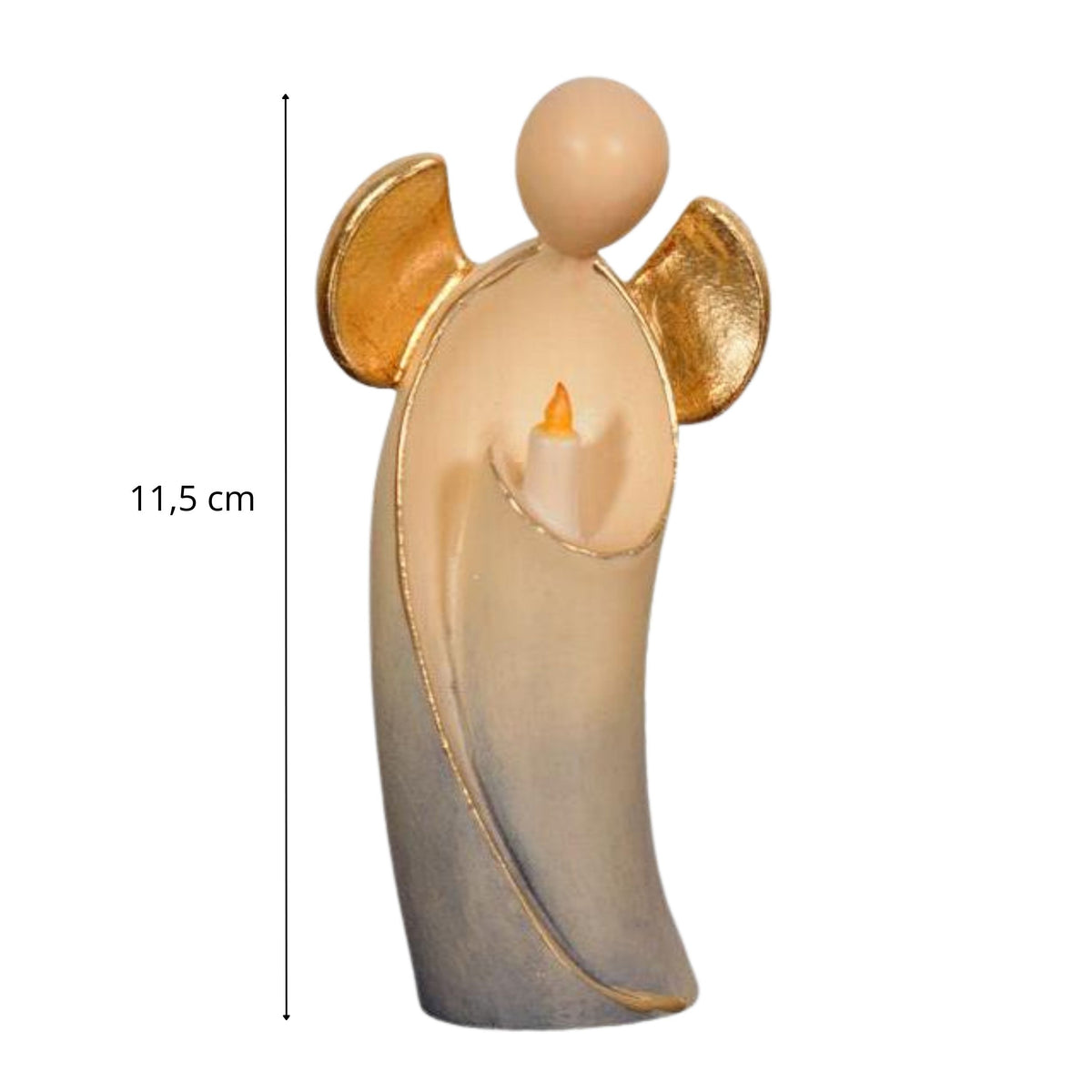 Engel 'Aurelio' | Ahorn | mit Kerze | coloriert Gold | 11,5 cm