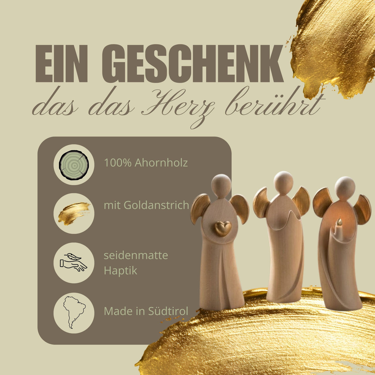 Engel 'Aurelia' | betend | Ahorn | gewachst Gold | 11,5 cm