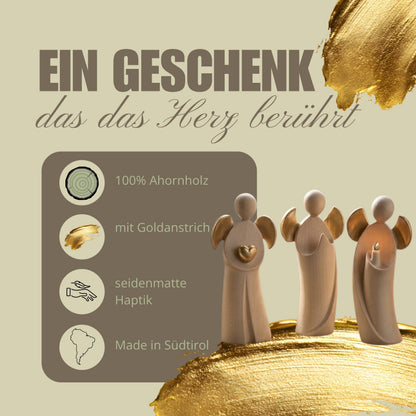 Engel 'Aurelia' | betend | Ahorn | gewachst Gold | 11,5 cm