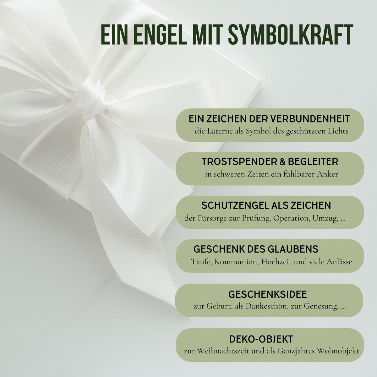 Klassischer Schutzengel aus Zirbenholz | Laterne 9cm