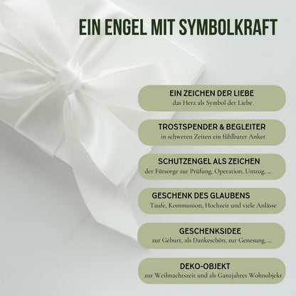 Klassischer Schutzengel aus Zirbenholz | Herz 9cm