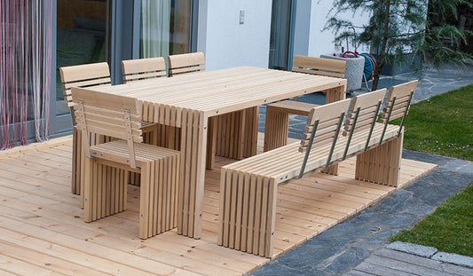 Hochwertiger Gartentisch 'Green' | 170x91x76 cm | Akazie/Robinie roh | Beine offen beidseitig