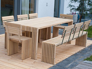 Hochwertiger Gartentisch 'Green' | 170x91x76 cm | Akazie/Robinie geölt | durchgehendes Seitenhaupt beidseitig | Made in Austria