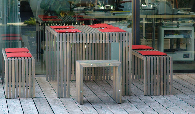Hochwertiger Gartentisch 'Green' | 170x91x76 cm | Akazie/Robinie roh | Beine offen beidseitig