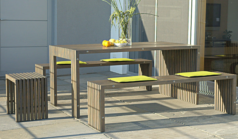 Hochwertiger Gartentisch 'Green' | 170x91x76 cm | Akazie/Robinie roh | Beine offen beidseitig