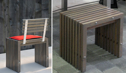 Hochwertiger Hocker aus Akazie 'Green' akazie_roh 48x35x46 mit_rueckenlehne