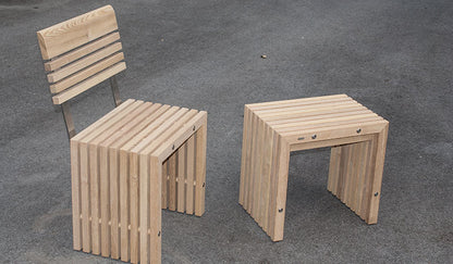 Hochwertiger Hocker aus Akazie 'Green' akazie_roh 48x35x46 mit_rueckenlehne