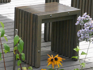 Hochwertiger Hocker aus Akazie 'Green' akazie_roh 48x35x46 mit_rueckenlehne