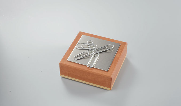 3er Set - Zettelspender, Aufbewahrung und Klammerspender 'Office-Set' kirsche