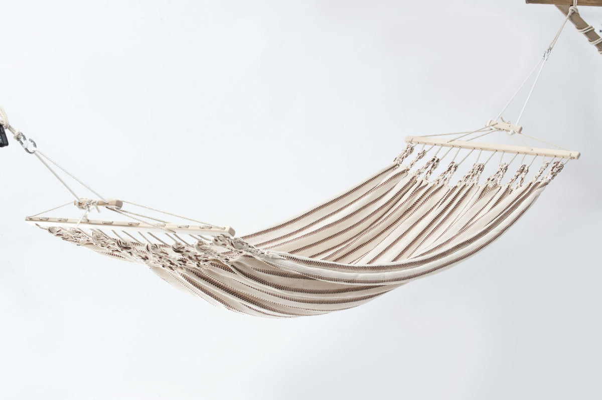 Doppelhängematte 'Relax Duo' - aus Baumwollgewebe weiß_braun 350x190