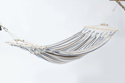 Doppelhängematte 'Relax Duo' - aus Baumwollgewebe weiß_blau 350x190