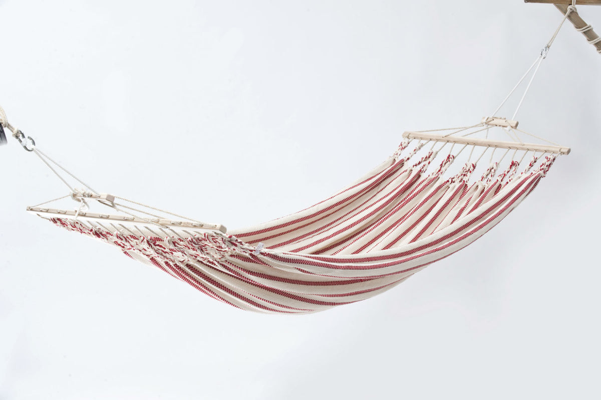 Doppelhängematte 'Relax Duo' - aus Baumwollgewebe weiß_rot 350x190