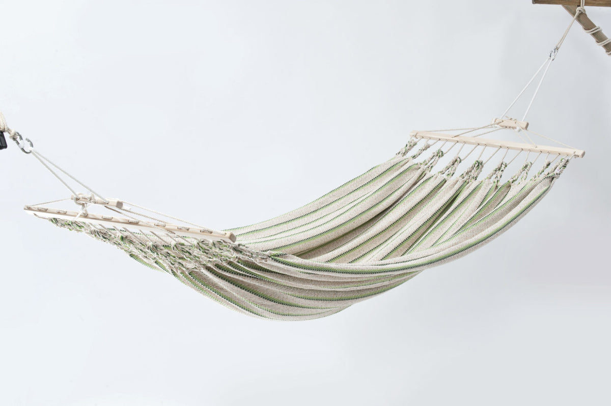 Doppelhängematte 'Relax Duo' - aus Baumwollgewebe beige_grün 350x190