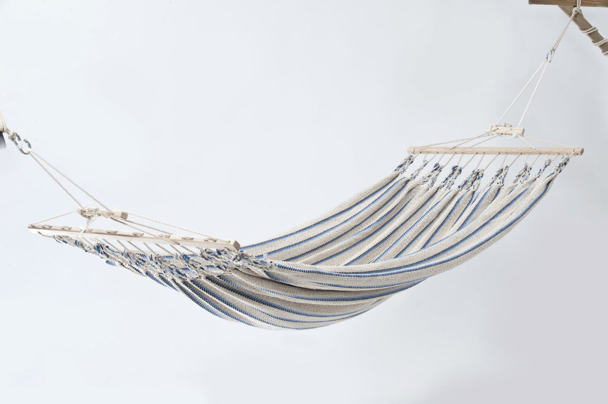 Doppelhängematte 'Relax Duo' - aus Baumwollgewebe beige_blau 350x190