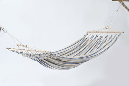 Doppelhängematte 'Relax Duo' - aus Baumwollgewebe beige_blau 350x190