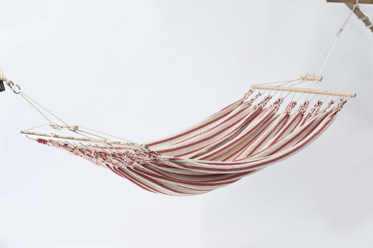 Doppelhängematte 'Relax Duo' - aus Baumwollgewebe beige_rot 350x190