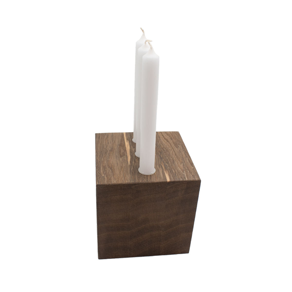 Kerzenwürfel 'Advent und mehr' | 14 x 14 x14 cm | Eiche dunkel geölt | inkl.10 Stabkerzen weiß
