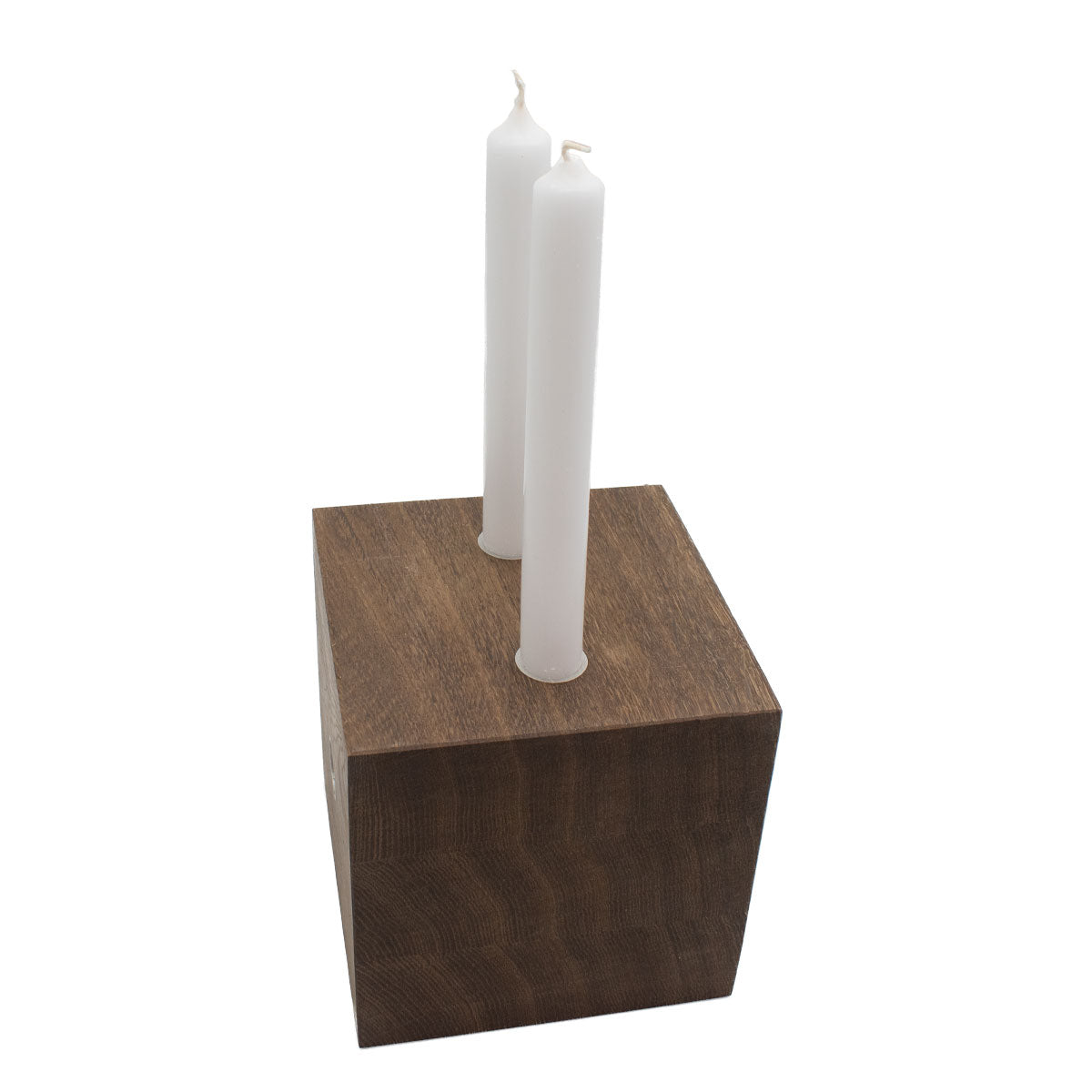 Kerzenwürfel 'Advent und mehr' | 14 x 14 x14 cm | Eiche dunkel geölt | inkl.10 Stabkerzen weiß
