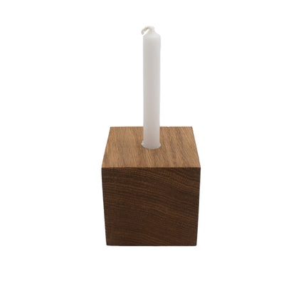 Kerzenwürfel 'Advent und mehr' | 7 x 7 x 7 cm | Eiche dunkel geölt | inkl.10 Christbaumkerzen weiß