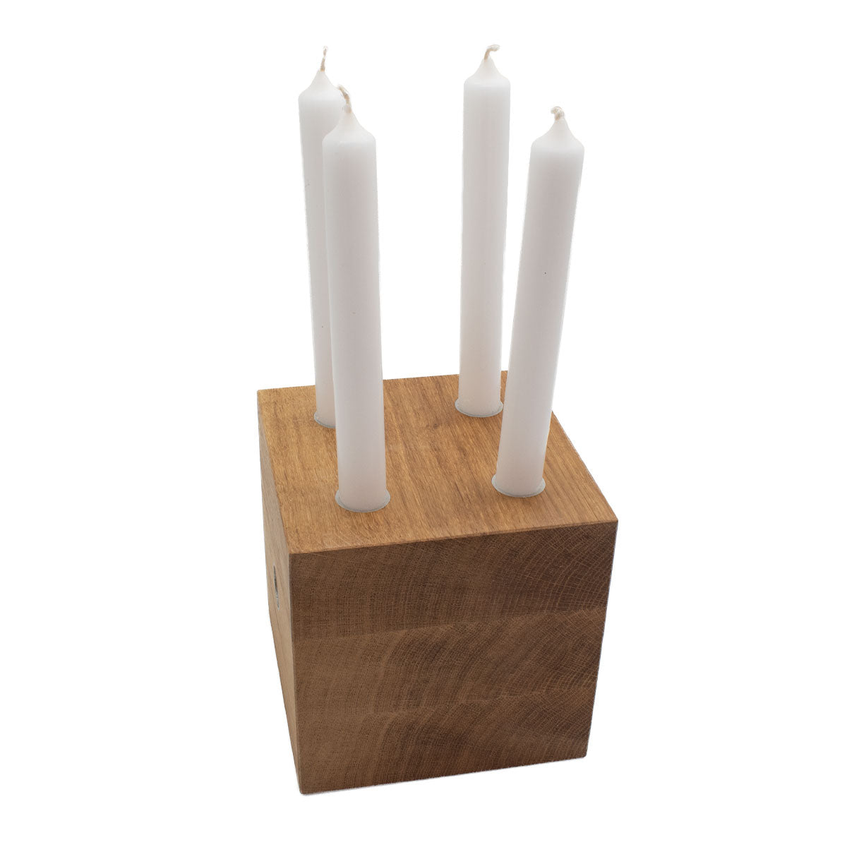 Kerzenwürfel 'Advent und mehr' | 7 x 7 x 7 cm | Eiche hell geölt | inkl.10 Christbaumkerzen weiß