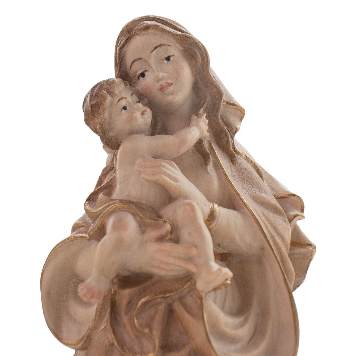 Madonna der Hoffnung mit Kind | Massivholz Figur | 3 x gebeizt | Höhe 6,5 cm | Made in Südtirol