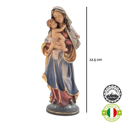 Madonna der Hoffnung mit Kind | Massivholz Figur | Bunt bemalt | Höhe 12,5 cm | Made in Südtirol