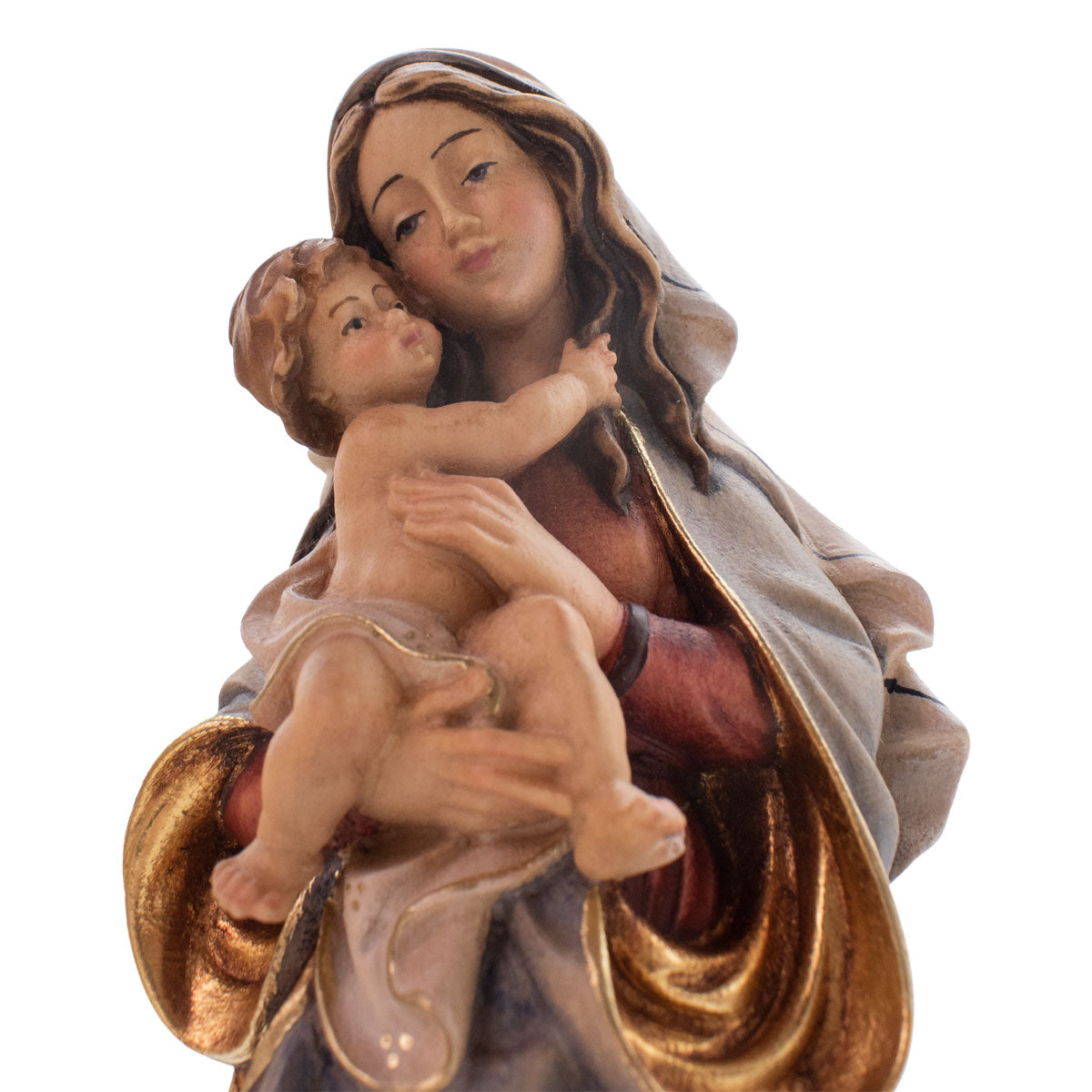 Madonna der Hoffnung mit Kind | Massivholz Figur | Bunt bemalt | Höhe 6,5 cm | Made in Südtirol