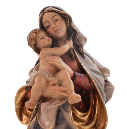 Madonna der Hoffnung mit Kind | Massivholz Figur | Bunt bemalt | Höhe 6,5 cm | Made in Südtirol