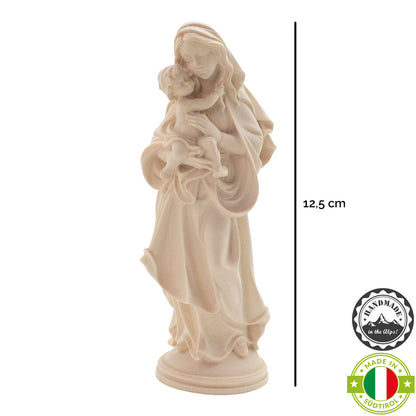 Madonna der Hoffnung mit Kind | Massivholz Figur | Natur | Höhe 12,5 cm | Made in Südtirol