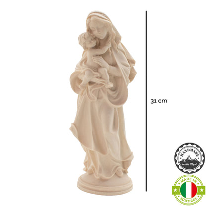 Madonna der Hoffnung mit Kind | Massivholz Figur | Natur | Höhe 31 cm | Made in Südtirol