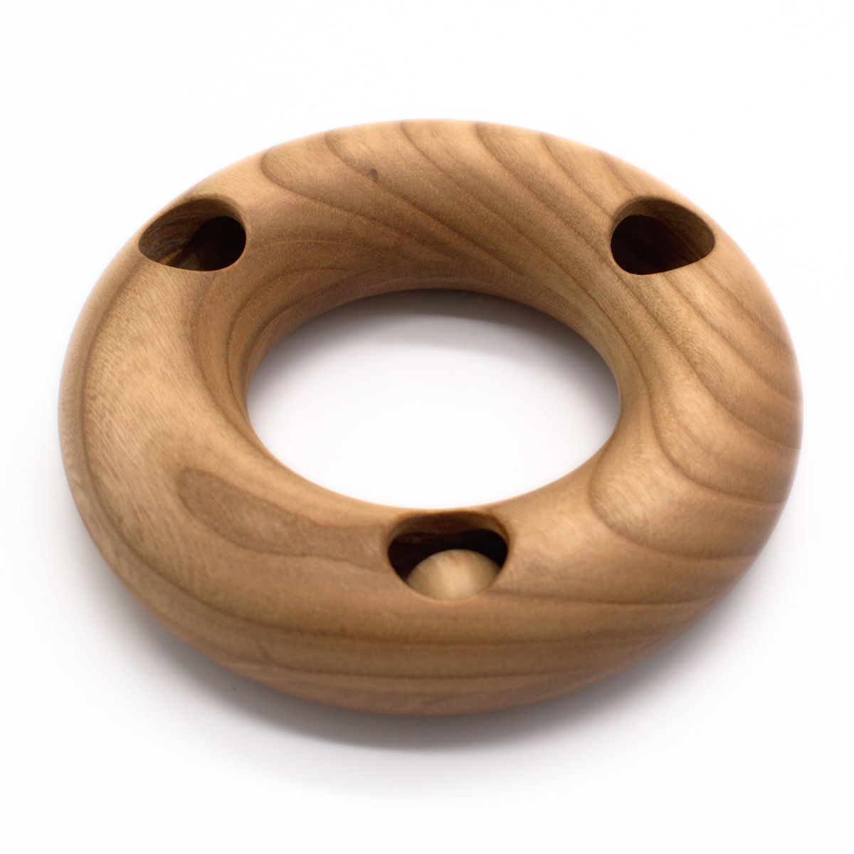 Natürlicher Dreilochring 'Imaginature' | aus Kirschholz geölt | ca. 10 cm